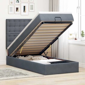 vidaXL Cadru de pat otoman cu saltele Gri închis 80x200cm catifea