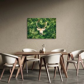 Tablou pe sticlă detaliu cu cap de căprioară (70x50 cm)