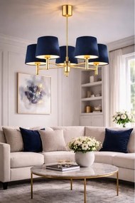 Brilagi - Candelabru pe tijă MONTE, 5xE27/60W/230V, albastru/auriu