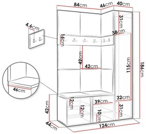 Mobilier hol Tovenaz X (alb + gri deschis). 1123059