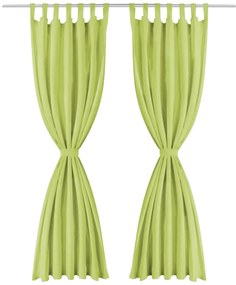 Draperii micro-satin cu bride, 2 buc, 140 x 225 cm, verde 2, Verde, 225 cm