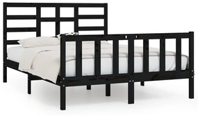 Cadru pat 5FT King Size, negru, 150x200 cm, lemn masiv Negru, 150 x 200 cm