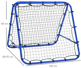 HOMCOM Poartă de Fotbal Pliabilă din PE și Metal, cu Unghi Ajustabil, Ideală pentru Antrenament, 100x95x90cm, Albastru | Aosom Romania