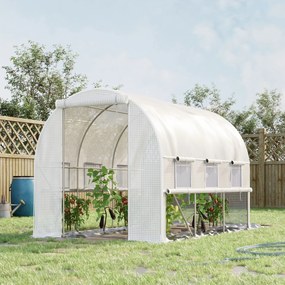 Outsunny Seră de Grădină Tip Cort Tunel din Policarbonat, pentru Cultivarea Legumelor și Fructelor, Alb | Aosom Romania