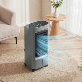 HOMCOM Răcitor de aer mobil 4 în 1 umidificator purificator ventilator, oscilație 90°, 4 viteze, 3 moduri, gri | Aosom Romania