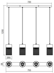 Lustră pe cablu STEM 4xE27/42W/230V Redo 01-3143