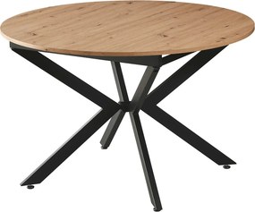 Masa rotunda bucatarie extensibila ABERO TIP 2, stejar artisan/negru,