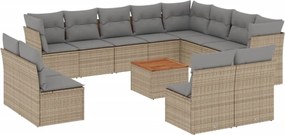 vidaXL Set canapele de grădină, 13 piese, cu perne, bej, poliratan