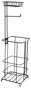 Suport hârtie igienică cu raft, metal/negru, MERDO