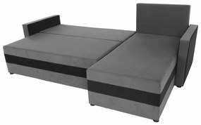 Coltar extensibil modern, cu spatiu depozitare, universal, stanga-dreapta, stofa gri negru, 219x139 cm, Bortis Impex