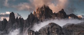 Tablou - Dolomiți Italieni ascunși în ceață (120x50 cm)