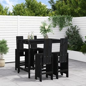 3157779 vidaXL Set mobilier bar de grădină, 5 piese, negru, lemn masiv de pin