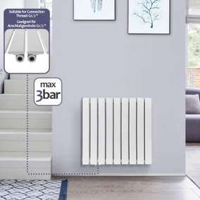 Radiator orizontal, conexiune centrală, 600 x 614 x 52 mm