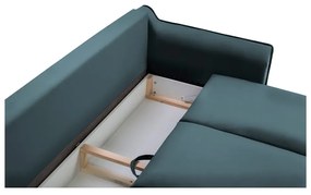 Canapea extensibilă din catifea Kooko Home Basso, albastru petrol