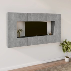 vidaXL Set dulap TV, 8 piese, gri beton, lemn prelucrat