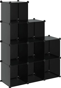 vidaXL Organizator cub de depozitare, 9 cuburi, negru, PP