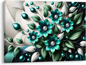 Tablou - Flori turcoaz 3D (70x50 cm)