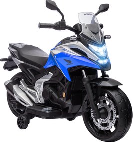 AIYAPLAY Motocicletă Electrică Copii, Licențiată Honda, Faruri Roți Antrenament, Albastră | Aosom Romania