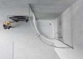 Mexen Rio cabina de duș semicirculară 80 x 80 cm, dungi albe, crom + cădiță, alb - 863-080-080-01-20-4710