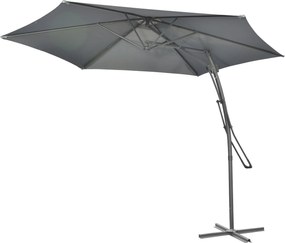 Outsunny Umbrelă cu braț lateral Ø293cm umbrelă de soare cu levier lateral, bază în cruce, protecție la vânt, rezistentă la apă Gri închis | Aosom Romania