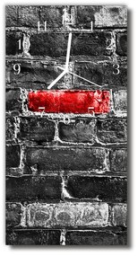 Ceas de perete din sticla vertical Caramida rosie de culoare de perete