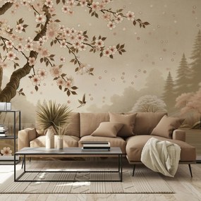 Fototapet - Sakura lângă râu (147x102 cm)