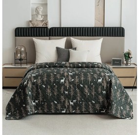 Cuvertura de pat cu model OAK DEER, verde inchis Dimensiune: 170 x 210 cm