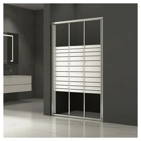 Usa de nisa culisanta Inter Ceramic 160 cm sticla 4 mm profil crom lucios - transparent cu linii albe