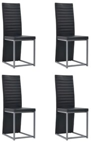 247248 vidaXL Set de mobilier, 5 piese, negru, imitație piele și oțel, sticlă