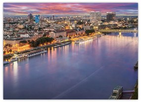 Tablou pe sticlă cu orașul Bratislava cu râu (70x50 cm)