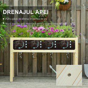 Outsunny Jardinieră Înălțată Rabatabilă, Realizată din Lemn de Brad cu 4 Orificii de Drenaj, pentru Grădină, Terasă sau Balcon, 115x56x76 cm, Culoare Lemn | Aosom Romania
