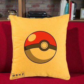 Perna Personalizata Pokeball Rosie, 40x40 cm, Galben, Husa Detasabila, Perna Inclusa, BEKZ®