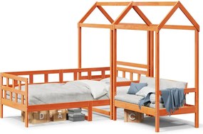 vidaXL Set pat zi/bancă acoperiș maro ceruit 80x200cm lemn masiv pin