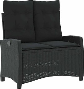 vidaXL Bancă de grădină rabatabilă cu perne, negru, poliratan