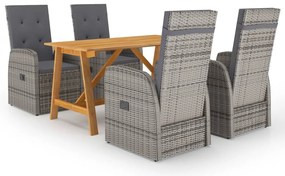 vidaXL Set de masă pentru grădină, 5 piese, gri