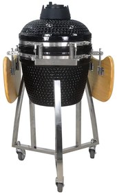 Grătar ceramic Kamado cu rafturi și suport 32,5 cm