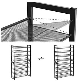 Pantofar din metal, Songmics, 8 rafturi, 32 perechi, LMR08B Negru