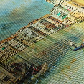 Tablou - Canalul de la Veneția și gondole (cu ceas) (90x30 cm)