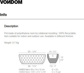 Vaza / Ghiveci de flori / plante / exterior / interior design modern premium VASES NANO PLANTER 14x33x12 47033F Vondom