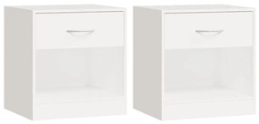 242547 vidaXL Noptieră cu sertar, 2 buc, alb