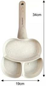 Tigaie cu 3 compartimente Klausberg KB 7825, 19 cm, Finisaj marmura, Inductie, Bej