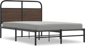 vidaXL Cadru pat fără saltea stejar maro, 140x190 cm, lemn prelucrat