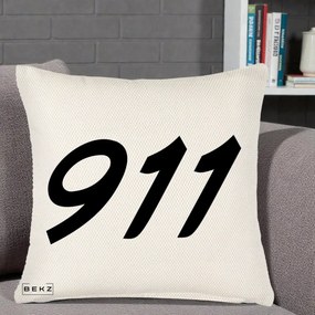 Perna Personalizata 911 Bold, 40x40 cm, Crem Reliefat, Husa Detasabila, Perna Inclusa, BEKZ®