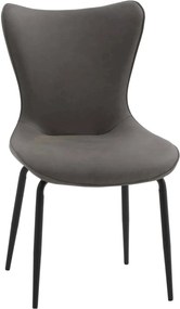 SET 4 Scaune Vespa, structura metalica, imitatie piele intoarsa - NEGRU - GRI - IMITATIE PIELE INTOARSA