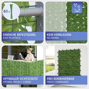 Paravan pentru balcon verde din plastic 300x100 cm Ivy – Maximex