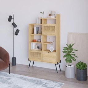 Bibliotecă în culoare naturală cu aspect de lemn de stejar 95x170 cm Ecrin – Marckeric