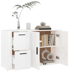 Servanta, alb extralucios, 100x33x59,5 cm, lemn compozit 1, Alb foarte lucios