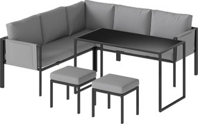 Outsunny Set mobilier de grădină Canapea colț exterior 6 piese Perne 10cm Masă înaltă și 2 taburete Gri | Aosom Romania
