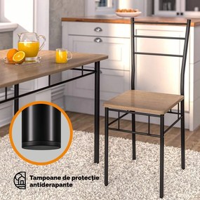 Set de masă LEO, 5 piese, negru/maro Casaria