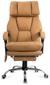 Scaun de birou cu masaj și încălzire din piele ecologică OFF 414 bej